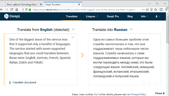 互联网动态：DeepL翻译服务将俄语和葡萄牙语添加到语言列表中 