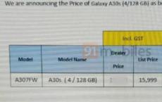在印度推出的具有4GB RAM 128GB存储空间的三星Galaxy A30s：价格规格
